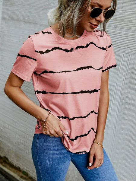 

striped round neck tee k6bv#, White