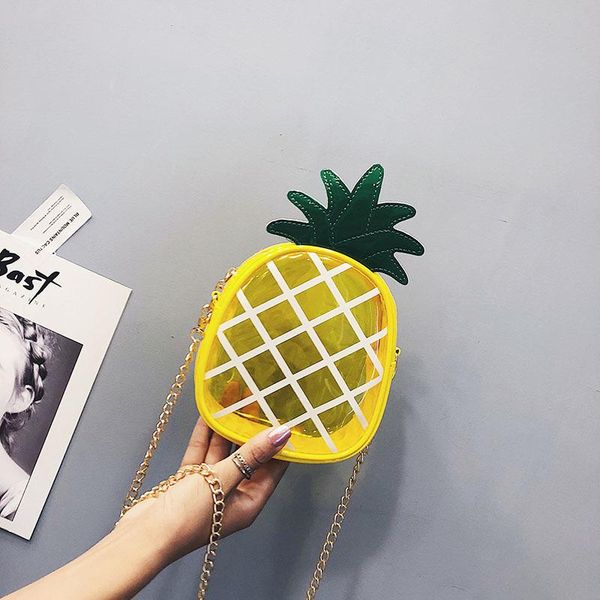 

2020 new cute handbag for women lovely pineapple bag pu leather chain hollow out girls women shoulder bag mini purse