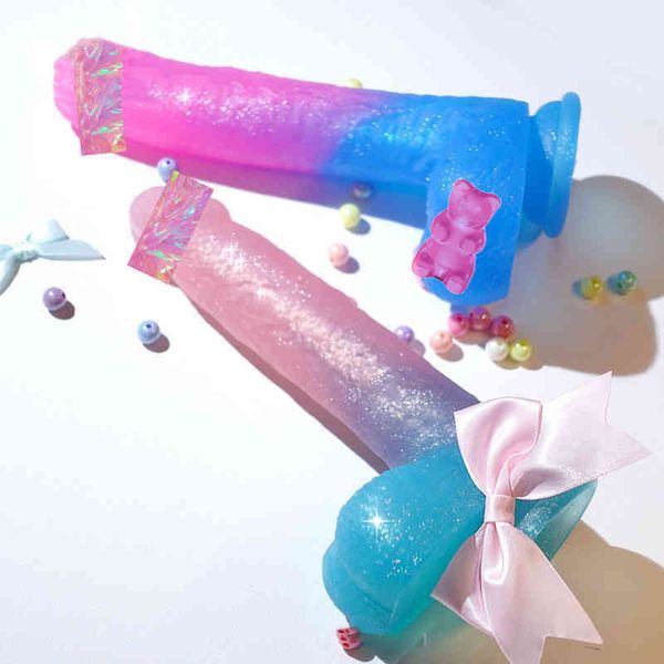 Produtos sexuais nxy Dildos 8 6''Jelly Medical Silicones Dildo Brinquedos Adultos Realistas Strap Strap Penis Artificial Big Cock Bullet Colorful Tool 2022 1227