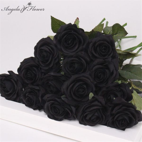 Pura touch touch artificiale tulipano rosa nera splendida lattice fiore stamens nozze fiore finto dcor home party memorial 15pcs/lot y200104