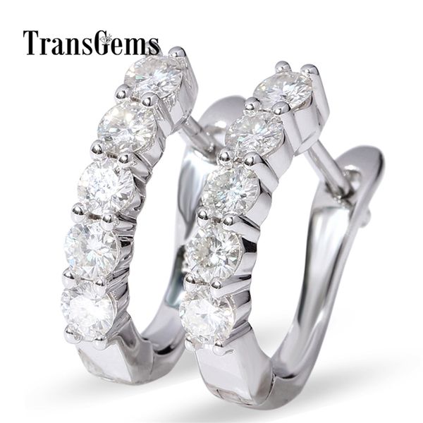 

transgems hoop earrings 14k white gold huggie type hoop earrings with 1 ctw 3mm fgh "u" hoop earrings y200620, Golden;silver