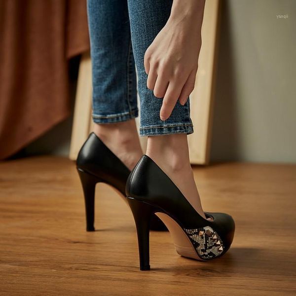 

sandals sequined white single shoe women's spring and autumn 2021 professional work shoes thick heel waterproof platform high heels1, Black