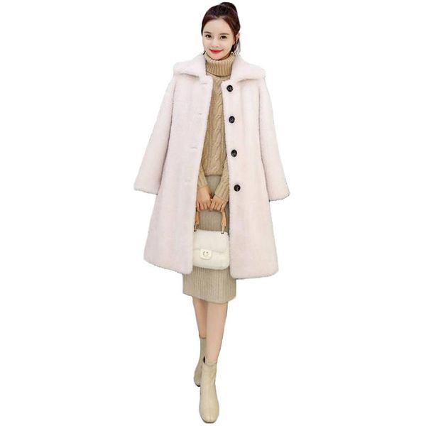 

women's wool & blends woolen coat women white plus size loose thick warmth jackets 2021 autumn winter fashion slim single-breasted clot, Black