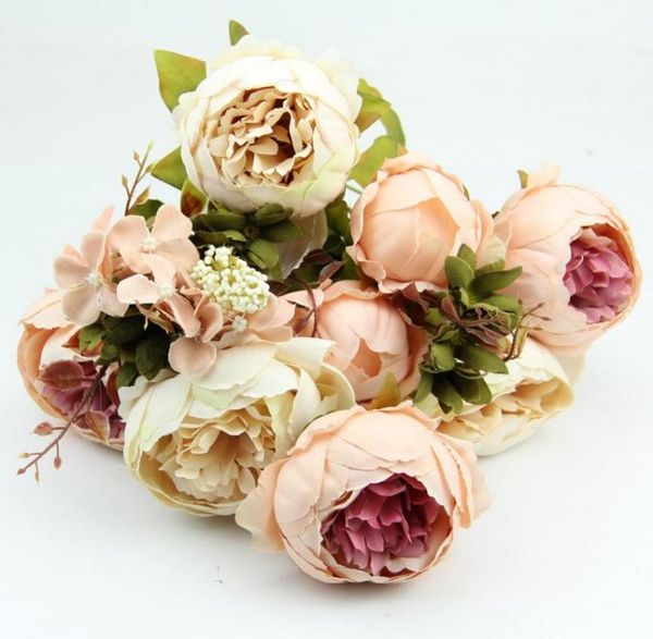 

decorative flowers & wreaths hight quality silk flower european 1 bouquet artificial fall vivid peony fake leaf wedding home party decoratio