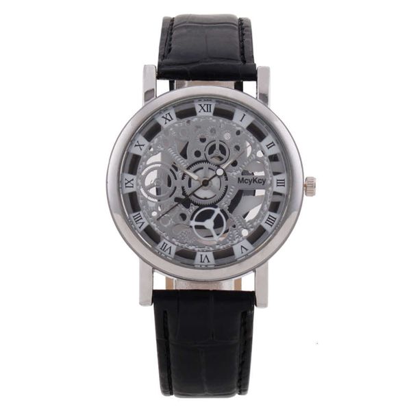 

out watch hollow artistic men's roman belt watch generation, Slivery;brown