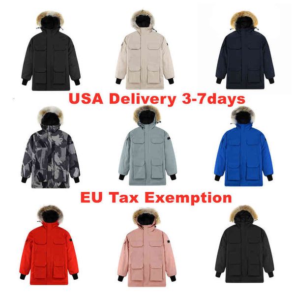 

men's down & parkas outerwear designer parka coat winter jacket real wolf fur windproof xs-xxl gg92, Black