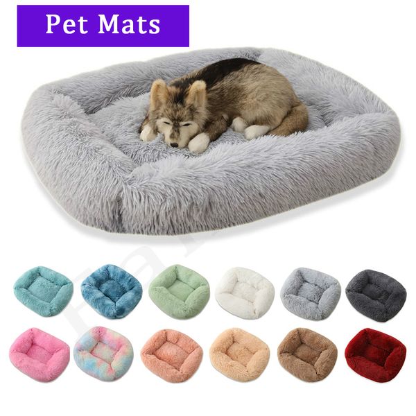 Atacado Plush Quadrado Pet Beds para pequenos médios grandes Cães Super Macio Inverno Quente Mats para Cães Gatos Pet Supplies 201223