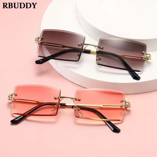 

sunglasses rbuddy women 2021 fashion gradient color square women's glasses vintage oversized rimless frameless woman sun, White;black