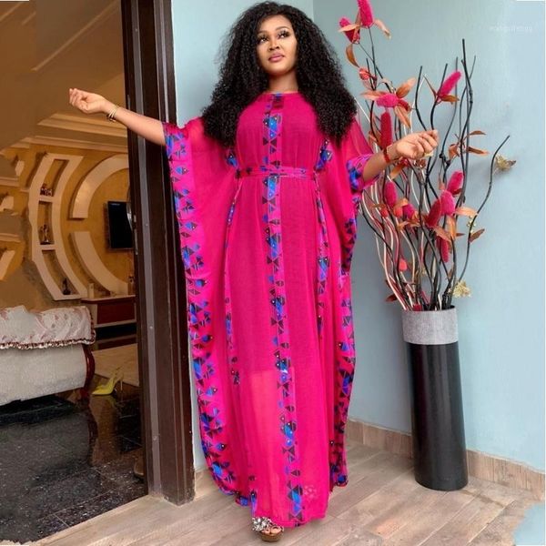 

african dresses for women dashiki snake pink african clothes bazin broder riche slim ruffle sleeve robe evening long dress1, Red