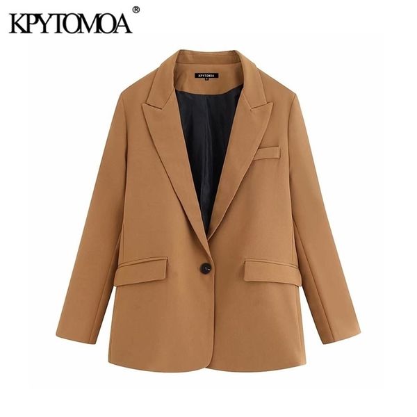 

vintage stylish pockets office lady blazers coat women fashion notched collar long sleeve outerwear casual chaqueta mujer 201023, White;black