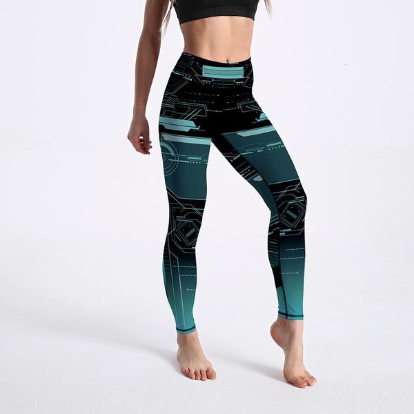 

geometric pattern digital printing sportswear workout high waist leggings women push up outdoor polyester leggings drop shipping, Black