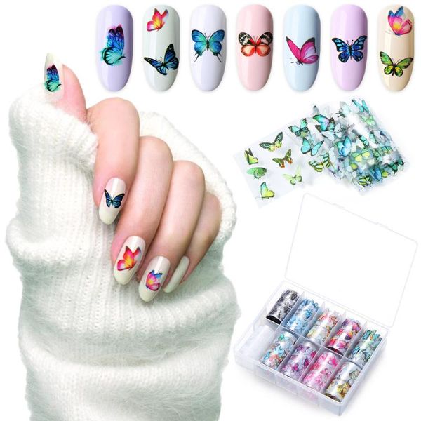 

new butterfly transfer decals colorful black pattern diy nail foils manicure nail stickers beauty fashion decoration