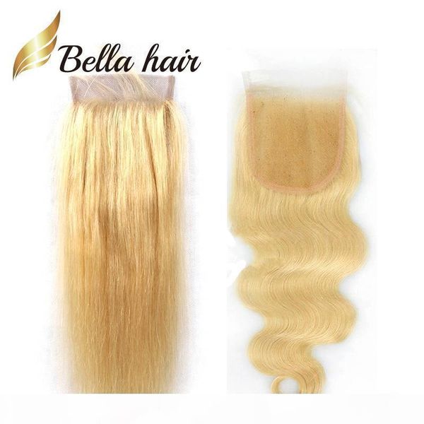 

bella hair #613 blonde lace closure with baby hair straight brazilian human hair closure 4*4 lace blonde body wave, Black;brown