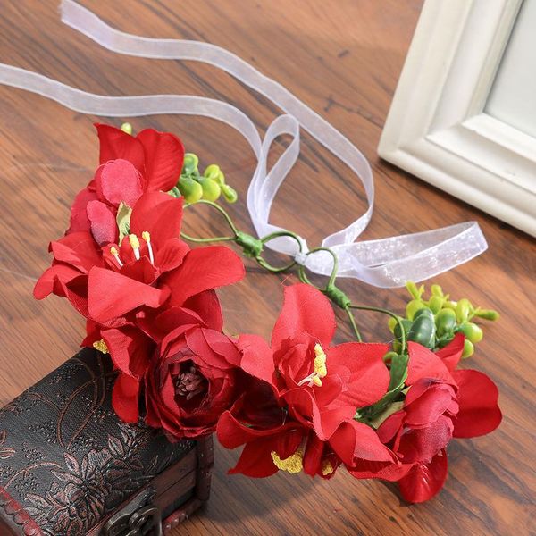 

haimeikang 2021 new floral wreath flower crown headband wedding floral hair accessory hairband wreath qyltae