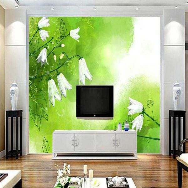 

wallpapers wallpaper flower white trumpet bedroom flowered 3d stereoscopic large wall murales for study