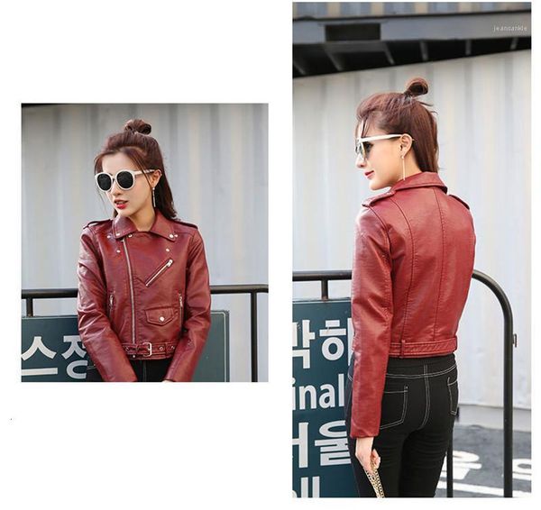 

leather coat double lapels zipper outerwear fashion personality long sleeve jacket womens casual short coat spring women small, Black