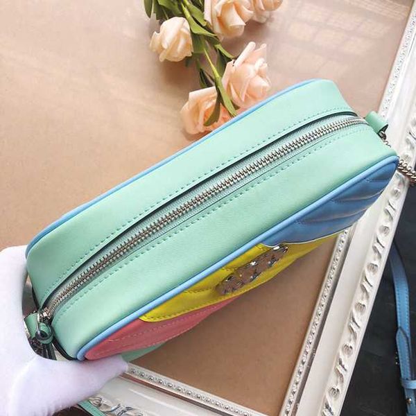 

2020 new fashion small square bag leather women's bag camera shoulder chain