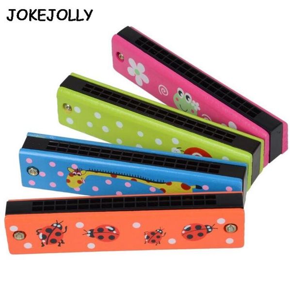 

1pc colorful harmonica 16 holes wooden tremolo harmonica kids musical instrument educational toy gyh 1pc colorful bbyumi