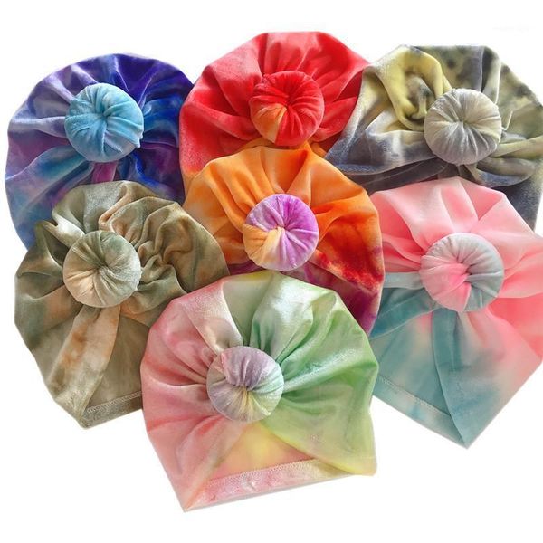 

hair accessories velvet baby hat born beanies donuts girls boy tie dye caps for children autumn winter colorful bonnet knot turban1, Slivery;white