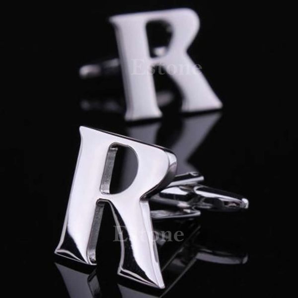 

a40 fashion 1 pair a to z novelty person customized initials letters silver men's cufflinks, Silver;golden