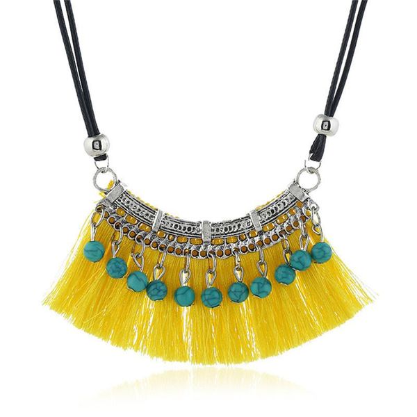 

подвеска камень этническая кисточки синих для boho заявления ahmed +2018 ожерелья бахромы способа женщин оптовой продажи ожерелье новых ювел, Silver