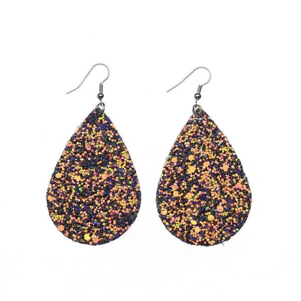 

fashion glitter teardrop pu leather sequins charm earrings water drop drop earrings sqcyzi dh_seller2010, Silver