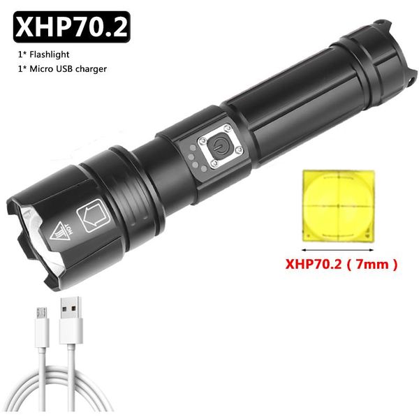 

xlamp xhp70.2 светодиодный фонарик супер мощный факел usb xhp50 лампы масштабируемые факел использование 18650 26650 аккумуляторная бэтти фо