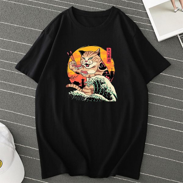 

sport streetwear t shirt japanese shushi cat funny t shirts men cool tee 2020 graphic tees women summer harajuku white top