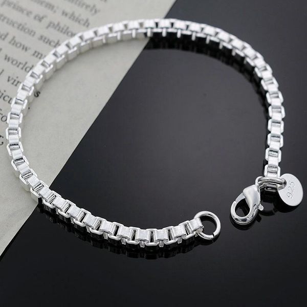 

silver color 4mm box creative women men cute nice bracelets fashion jewelry christmas gifts h172 h jlldcf, Black