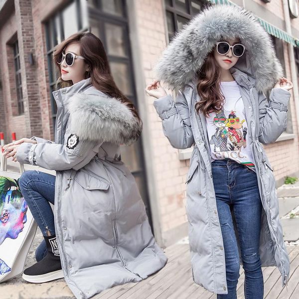

white duck down jacket women winter coat women's down jackets big fur follar chaquetas invierno mujer kj441, Black