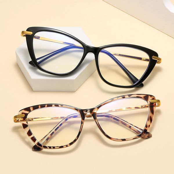 

tr9012 cat's eye frame female spring leg anti blue flat lens fashion business glasses designer jjkd, White;black