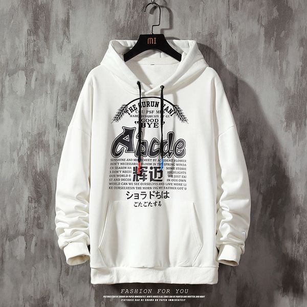 

2021 new hoodies japanese character print hooded high street pullover sweatshirt men fashion hip hop streetwear hoodie harajuku wozo, Black