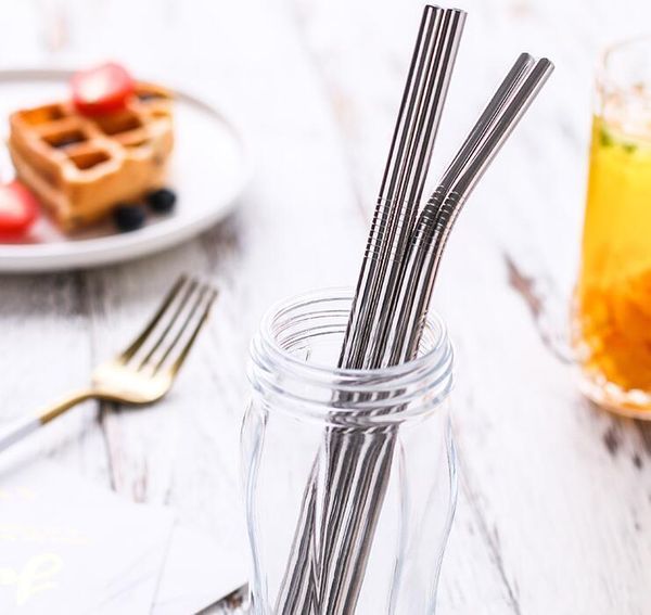 

stainless steel straw and brush reusable bend and straight metal 10.5 and 8.5 inch extra long stainless steel straw wmtgsu bdedome