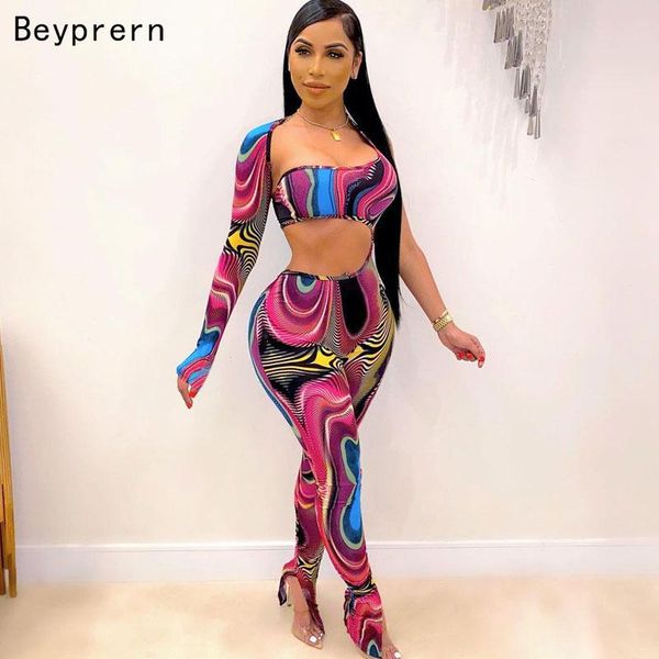 

beyprern beautiful printed bodycon jumpsuits women rompers 2021 new one shoulder hollow out jumpsuits party club overalls, Black;white