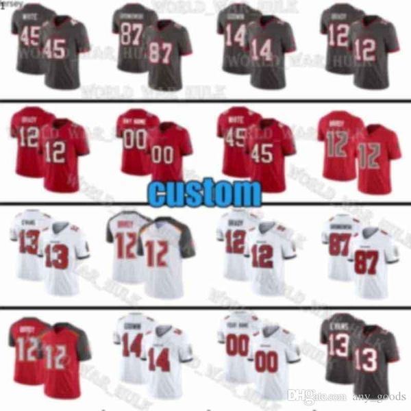 

custom tom brady mens women kids tampa bay rob gronkowski mike evans buccaneer jersey vita vea chris godwin lavonte david, Black;red