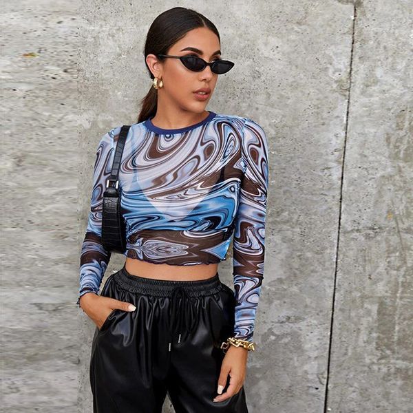 

autumn winter 2021 gauze t-shirt with round neck and long sleeves