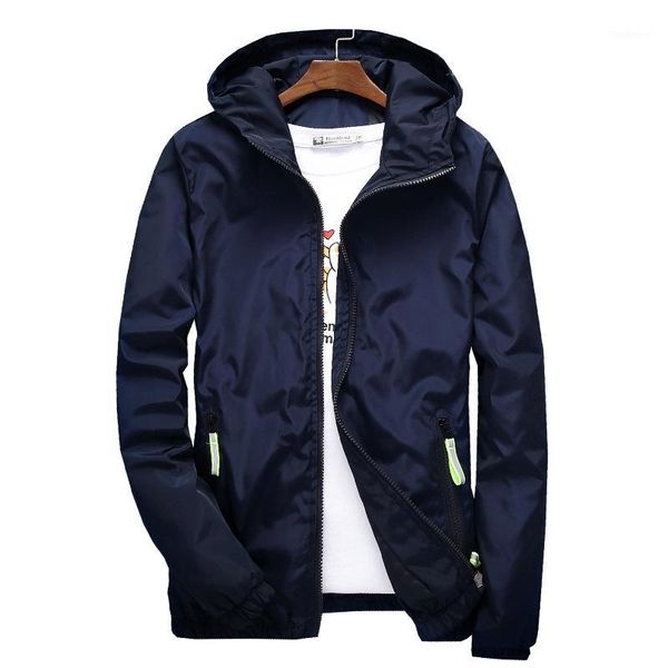

size 6xl 5xl 7xl 2019 spring autumn young men windbreaker hooded jacket slim thin clothing waterproof plus size1, Black;brown