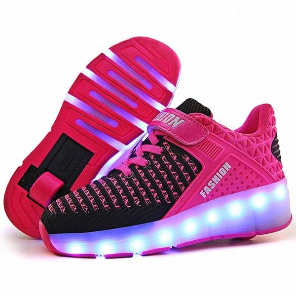 

led usb roller skates shoes for toddler baby girl boy kids tennis glowing light up sneakers with on wheels children skate shoes #ao56