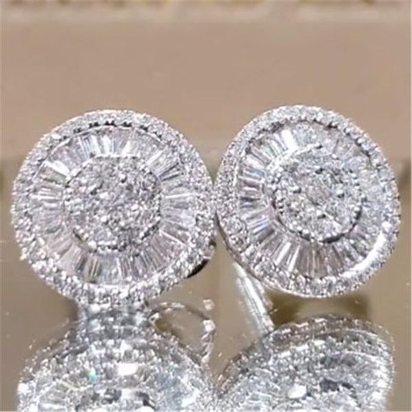 

stud vagzeb female luxury crystal round earrings vintage silver color wedding jewelry white zircon stone for women, Golden;silver