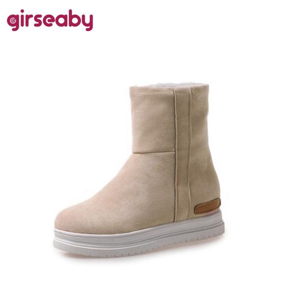

girseaby warm ankle boots women big size snow boots height increasing shoes women black apricot gray botas feminina f356