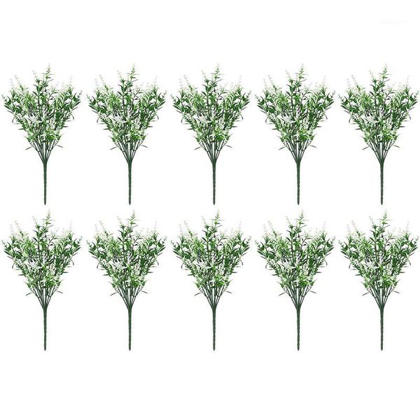 

decorative flowers & wreaths 10 bundles artificial lavender outdoor fake plants faux plastic uv resistant for home garden1