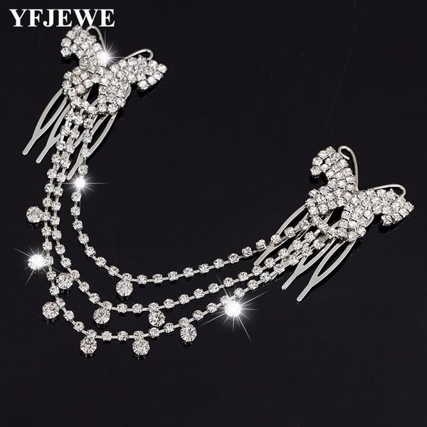 

wholesale new tassel wedding hair accessories bridal hair jewelry headbands rhinestone jewelry for women h009, Golden;silver