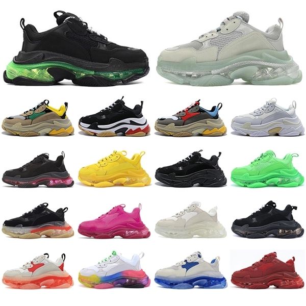 

тройная s повседневной обуви paris 17fw low старого папу кроссовки комбинированных подошвы ботинок женщины люди способ верхнего качество дез, Black