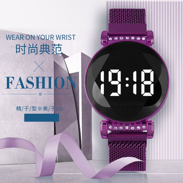 

ladies, girls, fashion, leisure, round led touch screen, magnet watch". xm-e02d, Slivery;brown