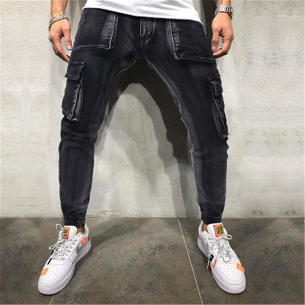

denim pencil pants spring male new skateboard casual slim denim trousers mens skinny jeans fashion trend zipper button high street, Blue