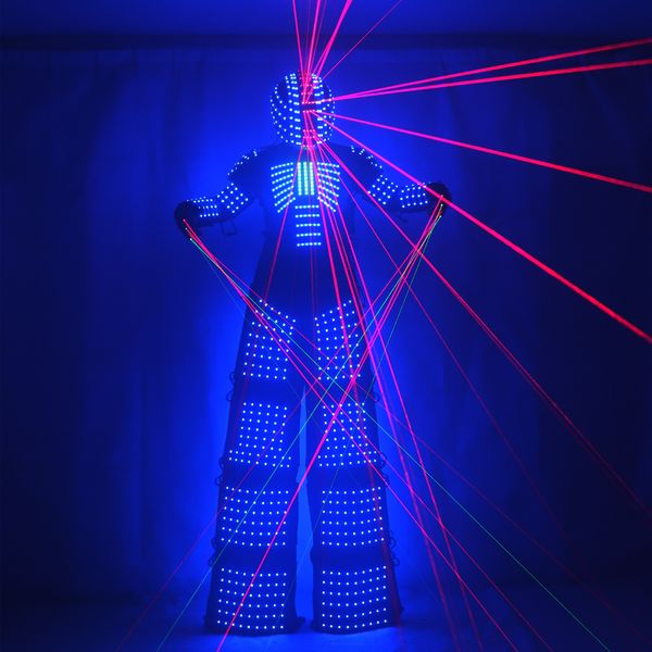 Лазерных костюмы Robot костюм David Guetta LED Robot костюм с лазерным шлют с подсветкой Крайомана Робота привели сваи одежды
