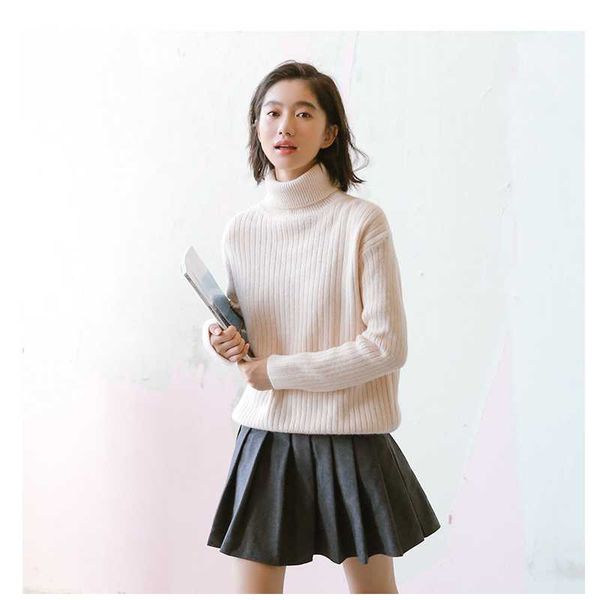 

women's sweaters winter autumn women sweater fashion plus velvet casual high neck pullovers female soild color loose korean style kintt, White;black