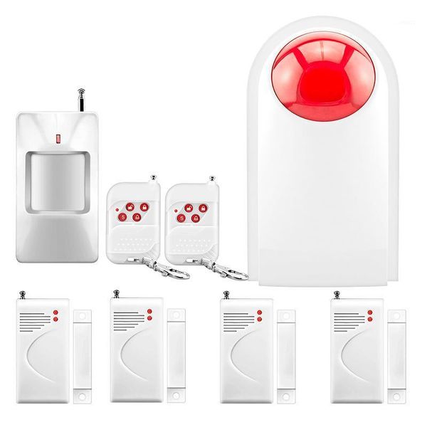 

wireless flash strobe indoor siren alarm horn red sound light siren burglar security alarm system pir door sensor1