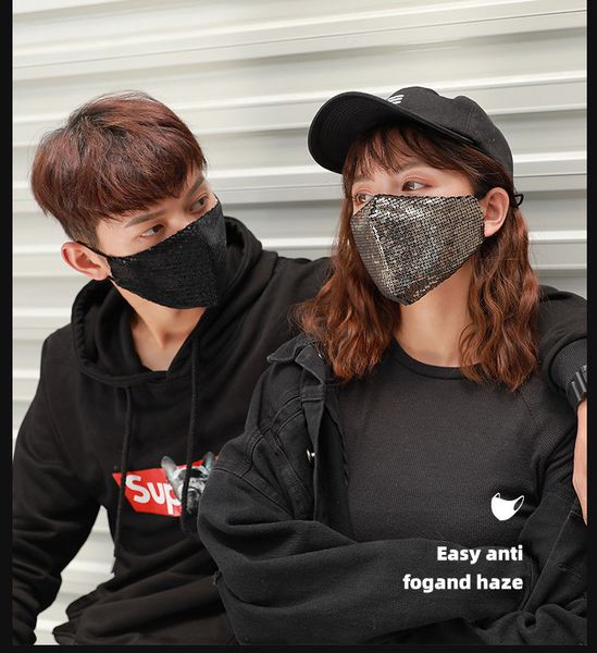 

fashion bling 3d washable reusable mask pm2.5 face care shield sun color gold elbow sequins shiny face cover mount masks anti-dust mouth mas