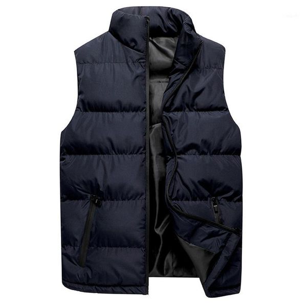 

men clothing autumn winter fashion stand collar pure color waistcoat vest jacket coat 2020 new winter jacket men super warm1, Black;white